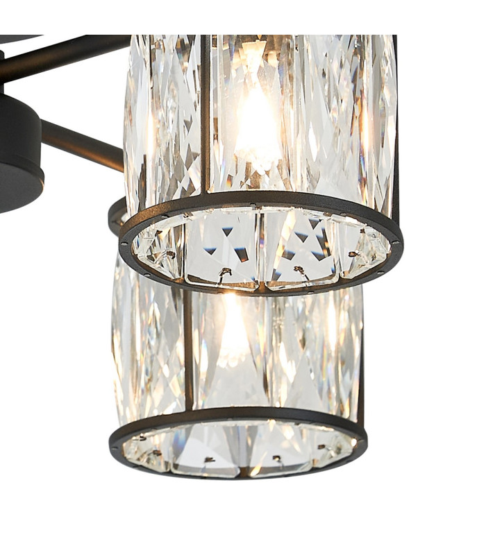 Keene 46.8cm 4 Light G9 Semi Flush Sand Black / Clear Crystal Shade-7