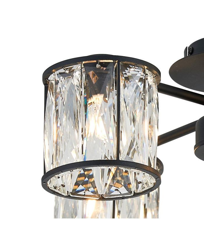 Keene 46.8cm 4 Light G9 Semi Flush Sand Black / Clear Crystal Shade-8