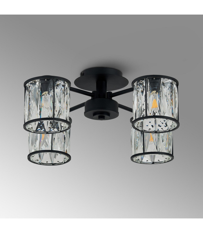 Keene 46.8cm 4 Light G9 Semi Flush Sand Black / Clear Crystal Shade-13