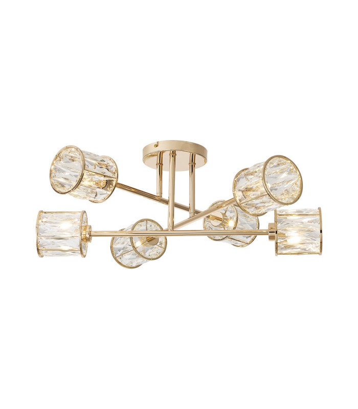 Keene 69cm 6 Light G9 Crossed Arm Semi Flush French Gold / Clear Crystal Shade-1
