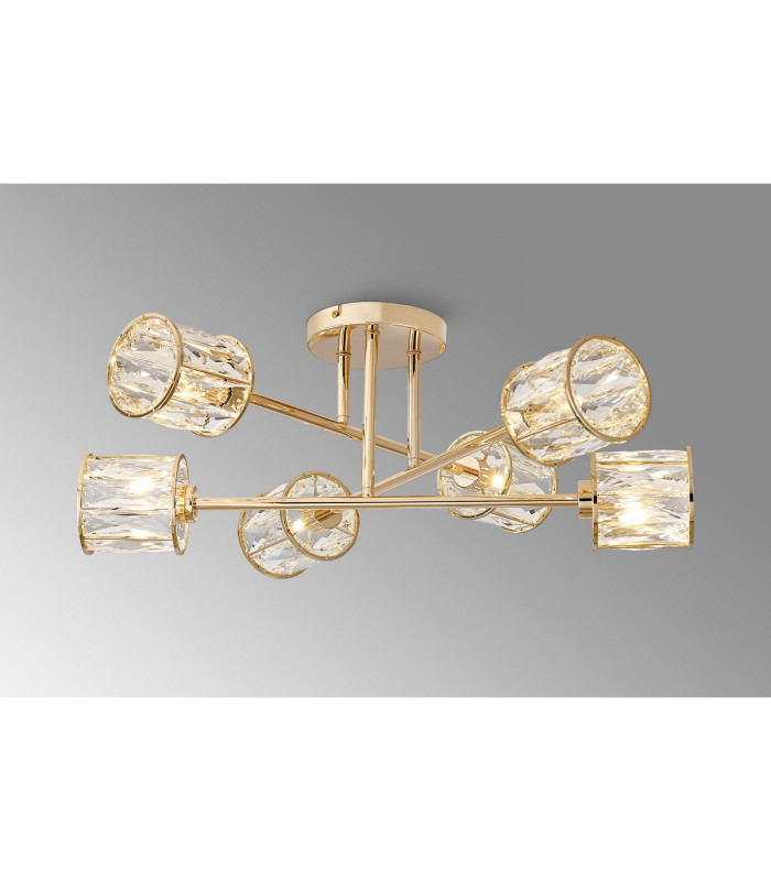 Keene 69cm 6 Light G9 Crossed Arm Semi Flush French Gold / Clear Crystal Shade-3