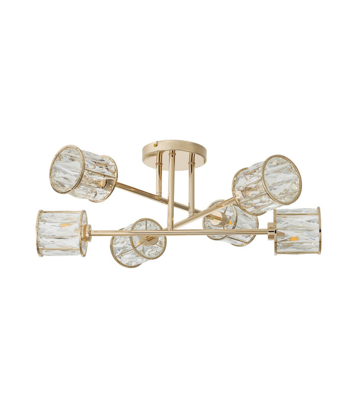 Keene 69cm 6 Light G9 Crossed Arm Semi Flush French Gold / Clear Crystal Shade-5