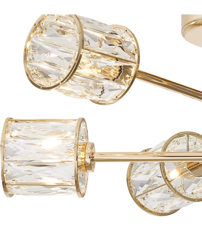 Keene 69cm 6 Light G9 Crossed Arm Semi Flush French Gold / Clear Crystal Shade-6