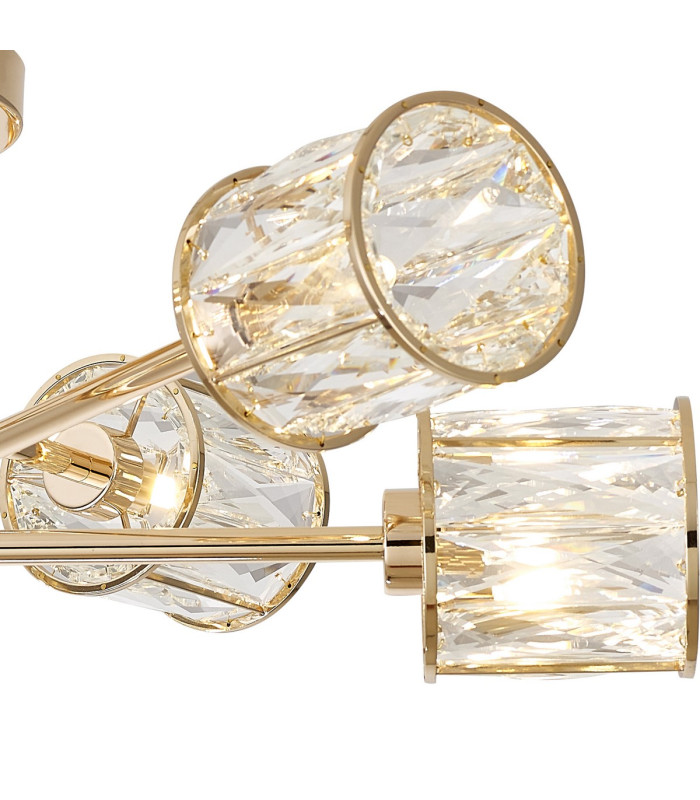 Keene 69cm 6 Light G9 Crossed Arm Semi Flush French Gold / Clear Crystal Shade-8