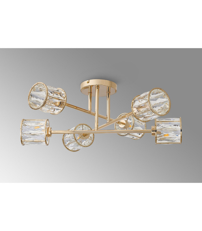 Keene 69cm 6 Light G9 Crossed Arm Semi Flush French Gold / Clear Crystal Shade-14