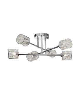 Keene 69cm 6 Light G9 Crossed Arm Semi Flush Polished Chrome / Clear Crystal Shade-1
