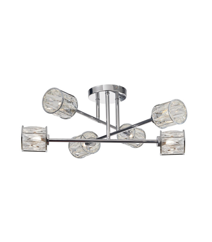 Keene 69cm 6 Light G9 Crossed Arm Semi Flush Polished Chrome / Clear Crystal Shade-1