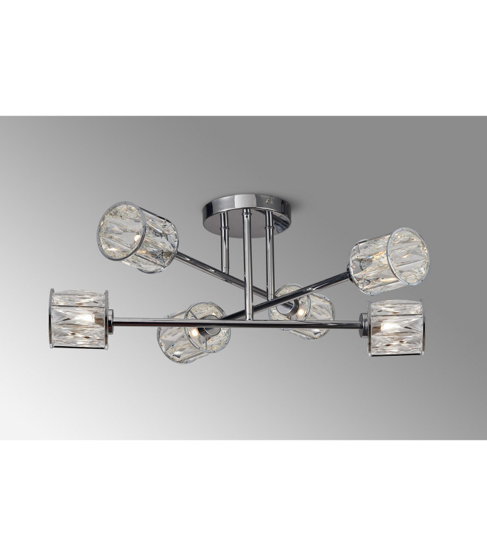 Keene 69cm 6 Light G9 Crossed Arm Semi Flush Polished Chrome / Clear Crystal Shade-3