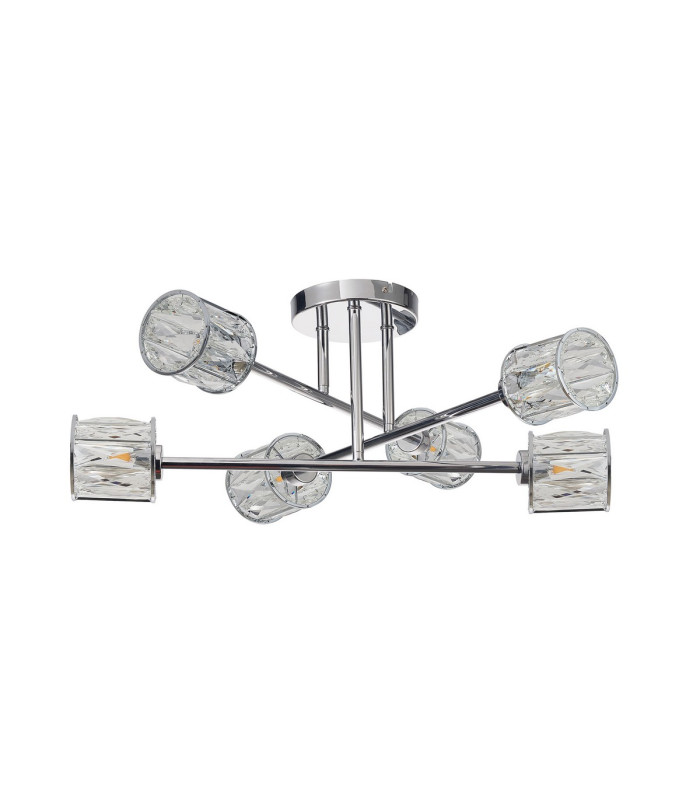 Keene 69cm 6 Light G9 Crossed Arm Semi Flush Polished Chrome / Clear Crystal Shade-4