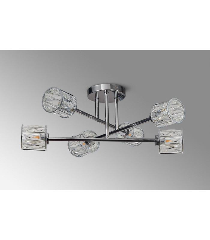 Keene 69cm 6 Light G9 Crossed Arm Semi Flush Polished Chrome / Clear Crystal Shade-12