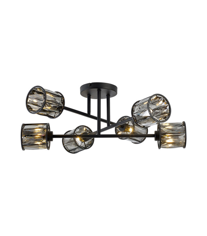 Keene 69cm 6 Light G9 Crossed Arm Semi Flush Sand Black / Smoked Crystal Shade-1