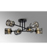 Keene 69cm 6 Light G9 Crossed Arm Semi Flush Sand Black / Smoked Crystal Shade-3