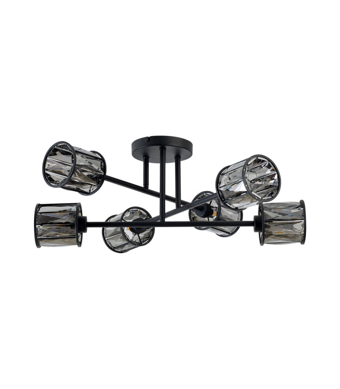 Keene 69cm 6 Light G9 Crossed Arm Semi Flush Sand Black / Smoked Crystal Shade-5