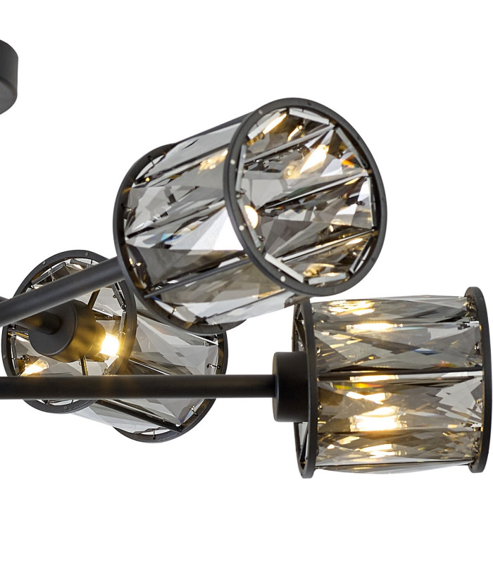 Keene 69cm 6 Light G9 Crossed Arm Semi Flush Sand Black / Smoked Crystal Shade-8