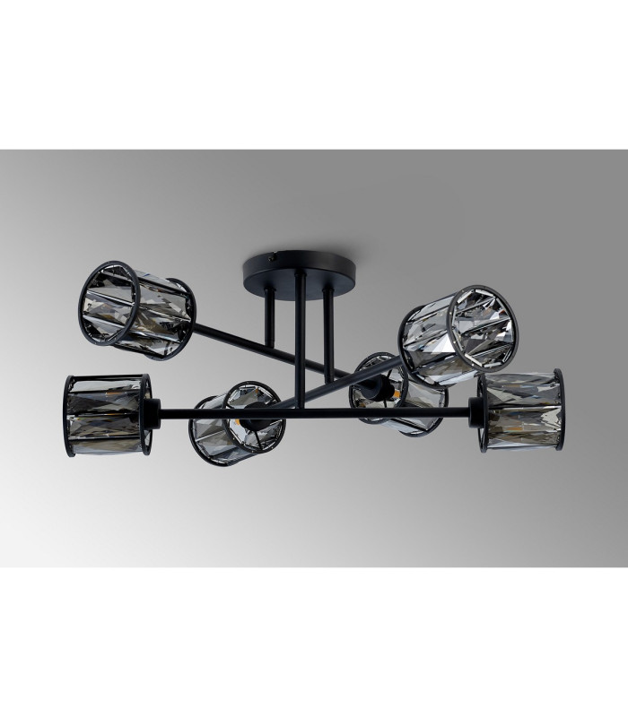 Keene 69cm 6 Light G9 Crossed Arm Semi Flush Sand Black / Smoked Crystal Shade-14