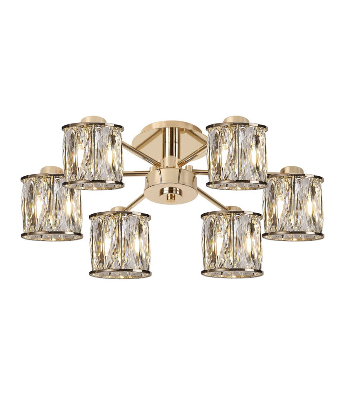 Keene 51.8cm 6 Light G9 Semi Flush French Gold / Clear Crystal Shade-1