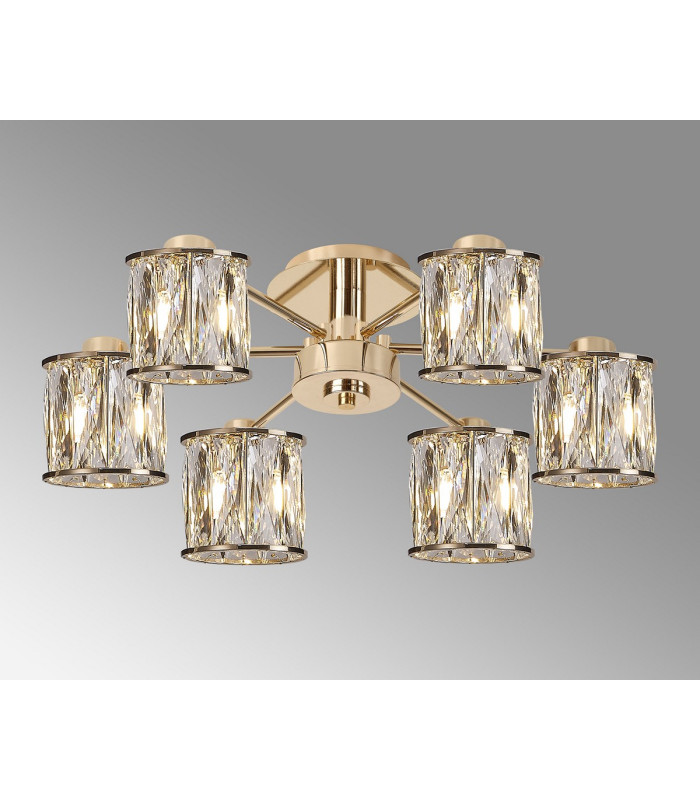 Keene 51.8cm 6 Light G9 Semi Flush French Gold / Clear Crystal Shade-3