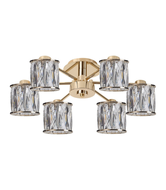 Keene 51.8cm 6 Light G9 Semi Flush French Gold / Clear Crystal Shade-4