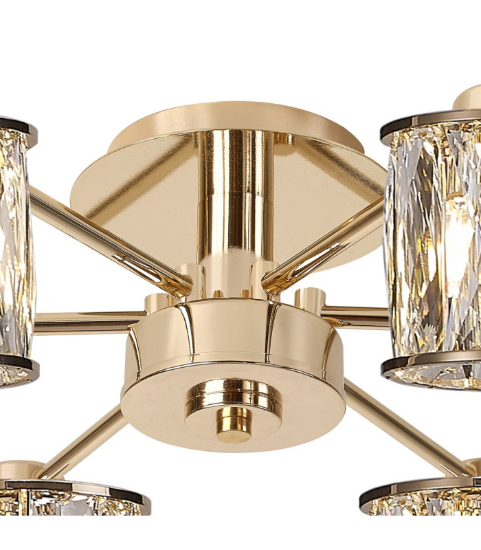 Keene 51.8cm 6 Light G9 Semi Flush French Gold / Clear Crystal Shade-5
