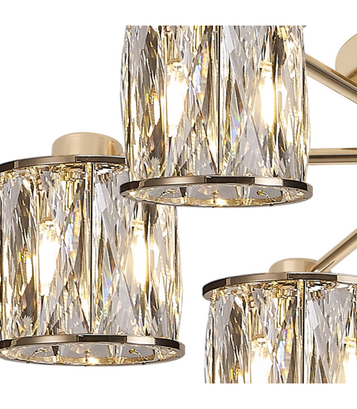 Keene 51.8cm 6 Light G9 Semi Flush French Gold / Clear Crystal Shade-6