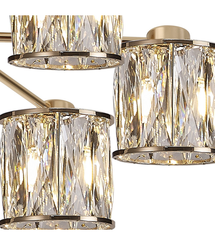 Keene 51.8cm 6 Light G9 Semi Flush French Gold / Clear Crystal Shade-7