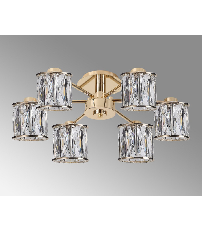Keene 51.8cm 6 Light G9 Semi Flush French Gold / Clear Crystal Shade-12