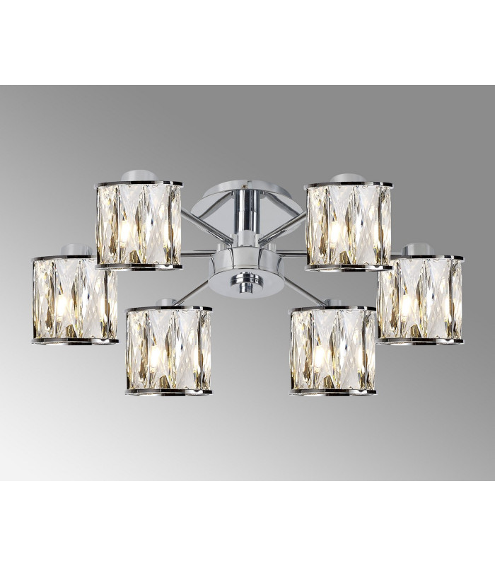 Keene 51.8cm 6 Light G9 Semi Flush Polished Chrome / Clear Crystal Shade-3