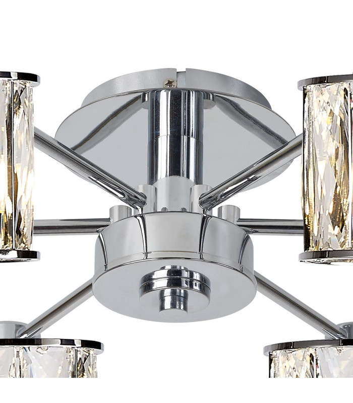 Keene 51.8cm 6 Light G9 Semi Flush Polished Chrome / Clear Crystal Shade-5
