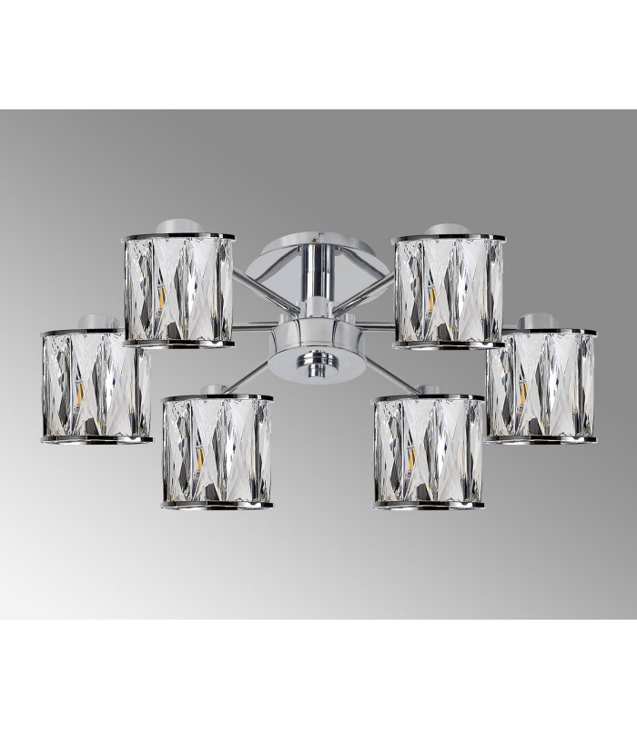 Keene 51.8cm 6 Light G9 Semi Flush Polished Chrome / Clear Crystal Shade-12