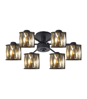 Keene 51.8cm 6 Light G9 Semi Flush Sand Black / Smoked Crystal Shade-1