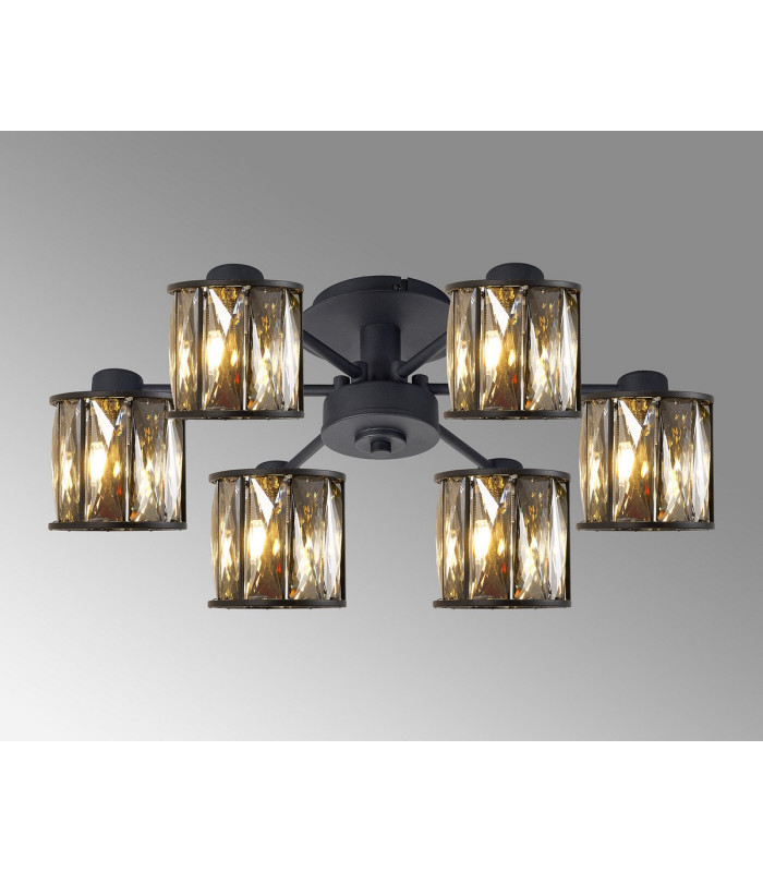 Keene 51.8cm 6 Light G9 Semi Flush Sand Black / Smoked Crystal Shade-3