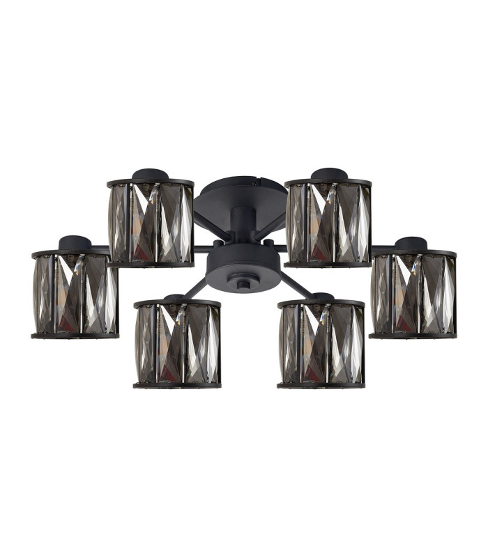 Keene 51.8cm 6 Light G9 Semi Flush Sand Black / Smoked Crystal Shade-4