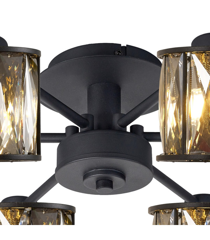 Keene 51.8cm 6 Light G9 Semi Flush Sand Black / Smoked Crystal Shade-5
