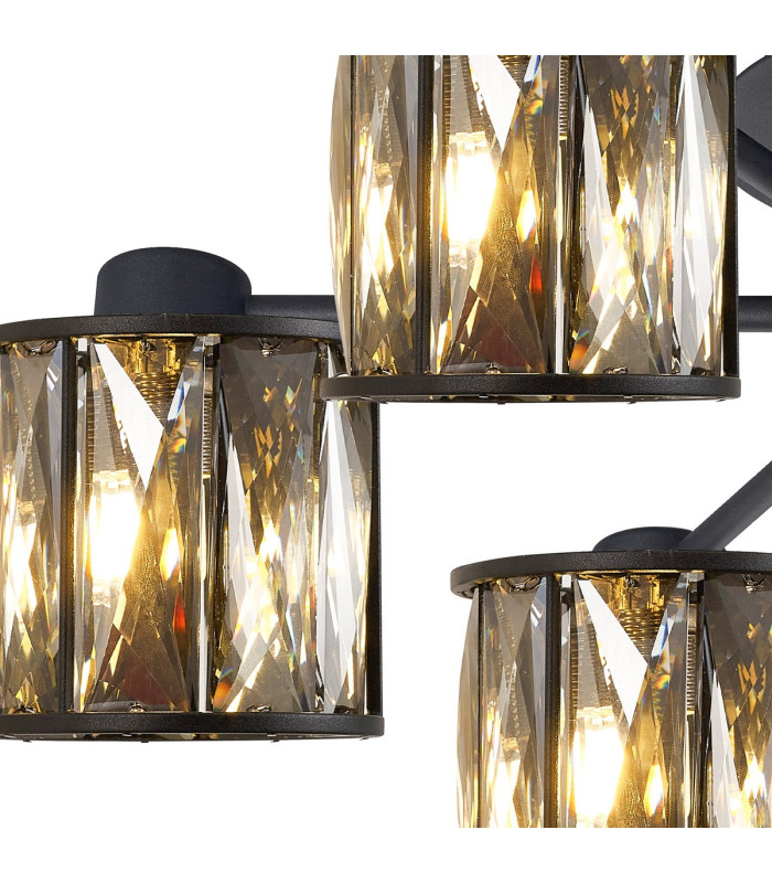 Keene 51.8cm 6 Light G9 Semi Flush Sand Black / Smoked Crystal Shade-6