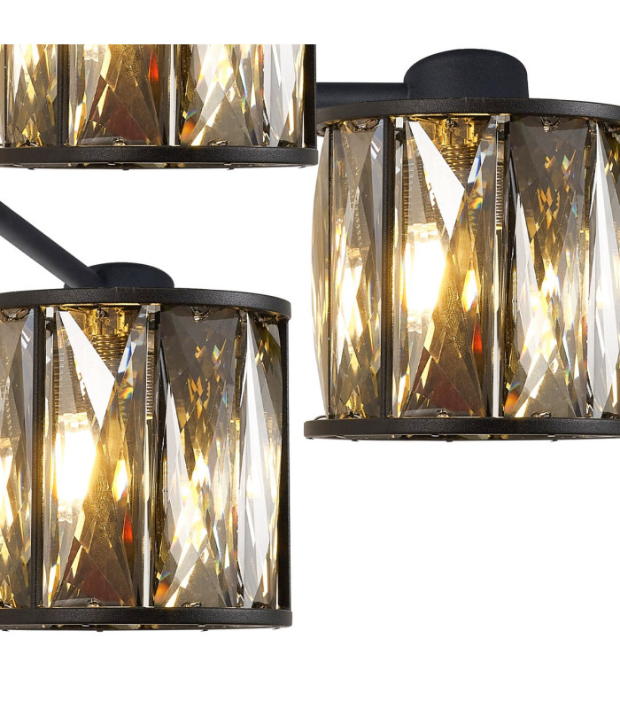 Keene 51.8cm 6 Light G9 Semi Flush Sand Black / Smoked Crystal Shade-7