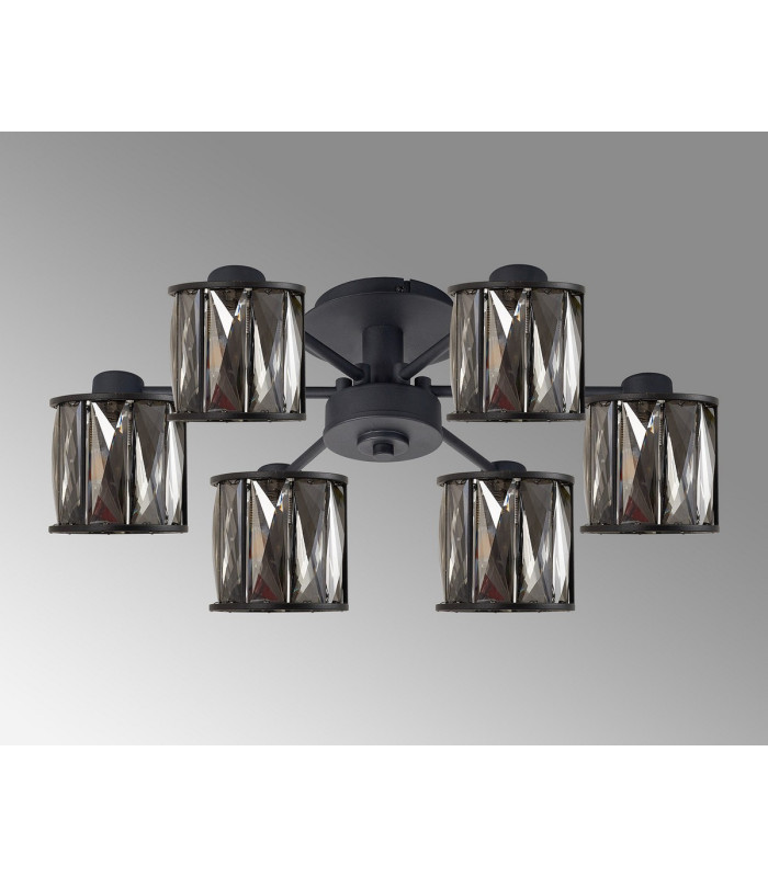Keene 51.8cm 6 Light G9 Semi Flush Sand Black / Smoked Crystal Shade-12