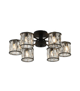 Keene 51.8cm 6 Light G9 Semi Flush Sand Black / Clear Crystal Shade-1