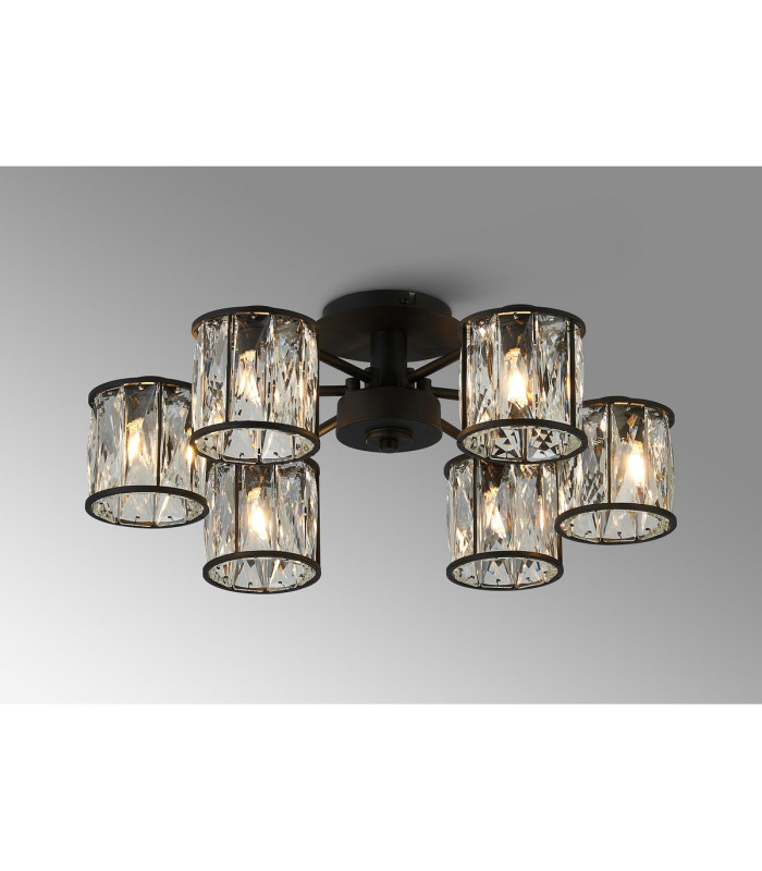 Keene 51.8cm 6 Light G9 Semi Flush Sand Black / Clear Crystal Shade-3