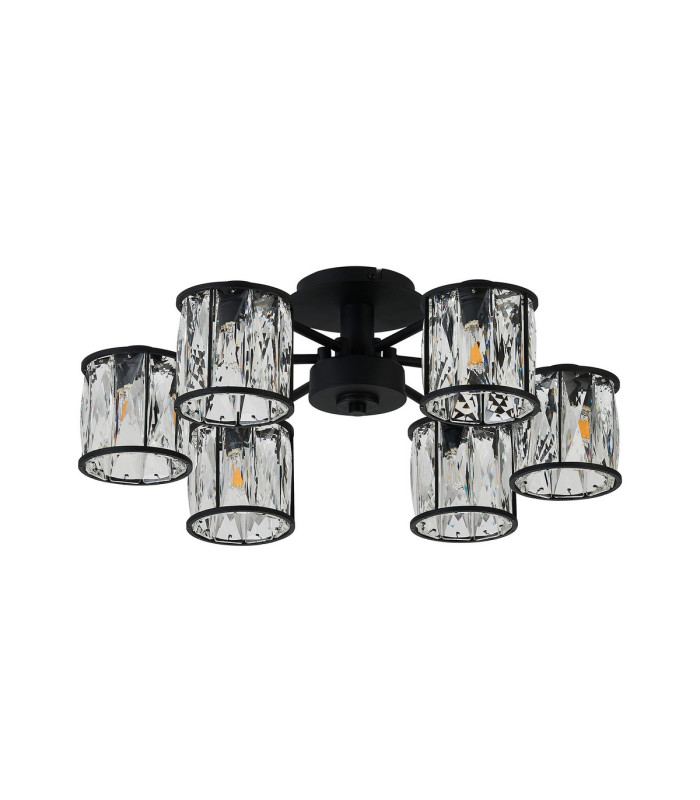 Keene 51.8cm 6 Light G9 Semi Flush Sand Black / Clear Crystal Shade-5