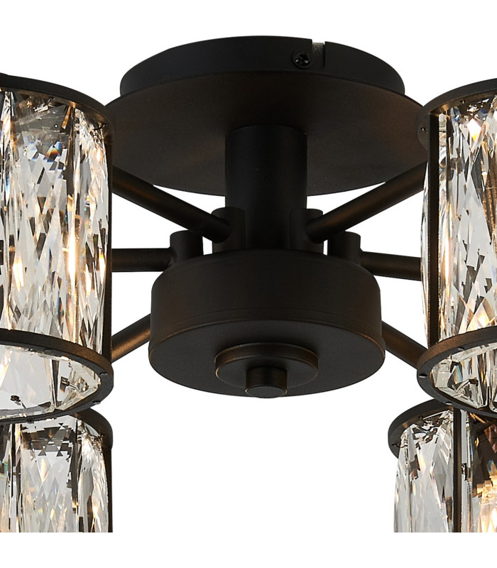 Keene 51.8cm 6 Light G9 Semi Flush Sand Black / Clear Crystal Shade-6