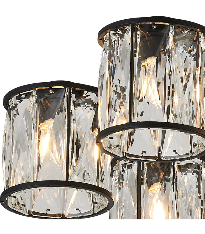 Keene 51.8cm 6 Light G9 Semi Flush Sand Black / Clear Crystal Shade-7
