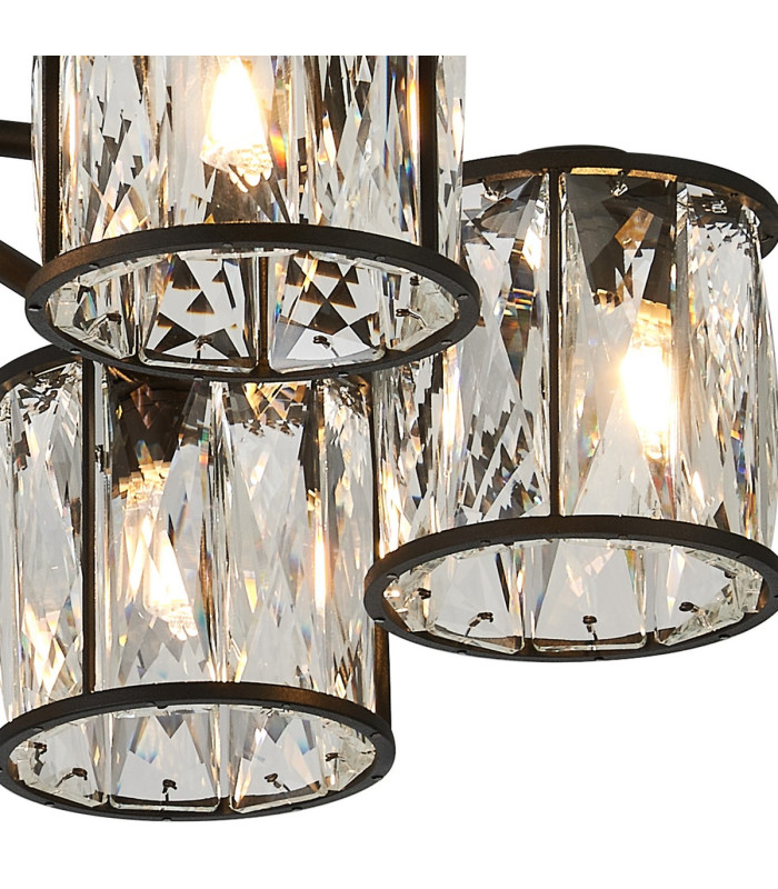 Keene 51.8cm 6 Light G9 Semi Flush Sand Black / Clear Crystal Shade-8