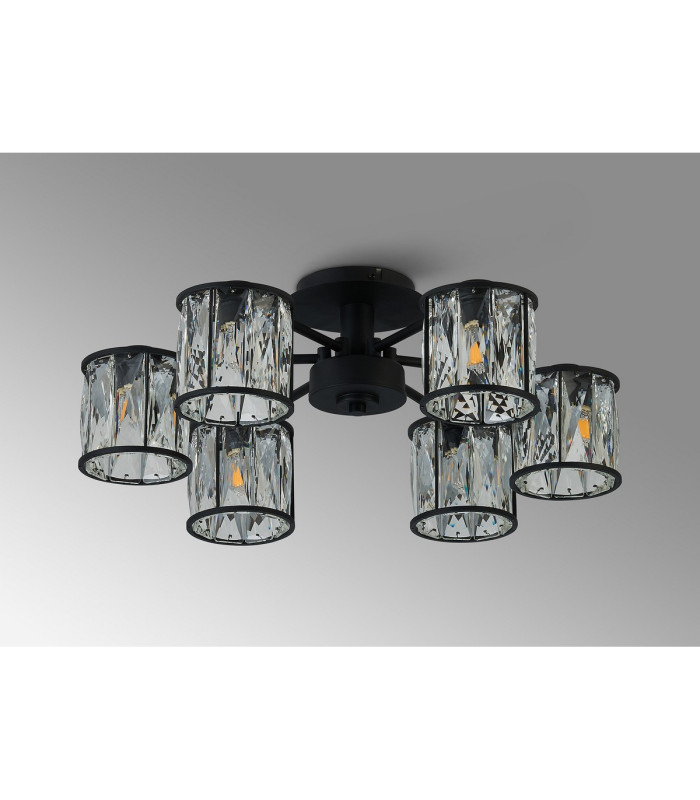 Keene 51.8cm 6 Light G9 Semi Flush Sand Black / Clear Crystal Shade-13
