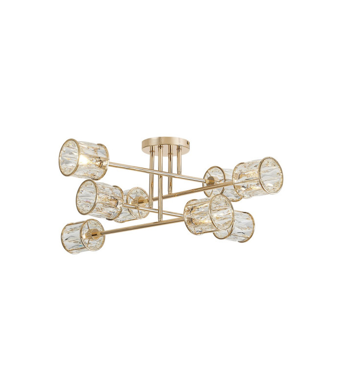 Keene 85cm 8 Light G9 Crossed Arm Semi Flush French Gold / Clear Crystal Shade-1