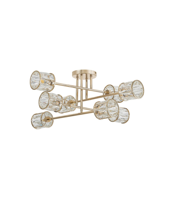 Keene 85cm 8 Light G9 Crossed Arm Semi Flush French Gold / Clear Crystal Shade-5