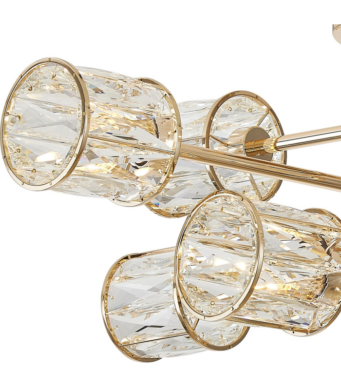 Keene 85cm 8 Light G9 Crossed Arm Semi Flush French Gold / Clear Crystal Shade-6