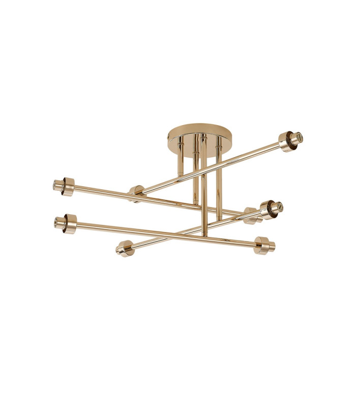 Keene 85cm 8 Light G9 Crossed Arm Semi Flush French Gold / Clear Crystal Shade-9