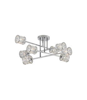 Keene 85cm 8 Light G9 Crossed Arm Semi Flush Polished Chrome / Clear Crystal Shade-1