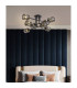 Keene 85cm 8 Light G9 Crossed Arm Semi Flush Sand Black / Smoked Crystal Shade-5