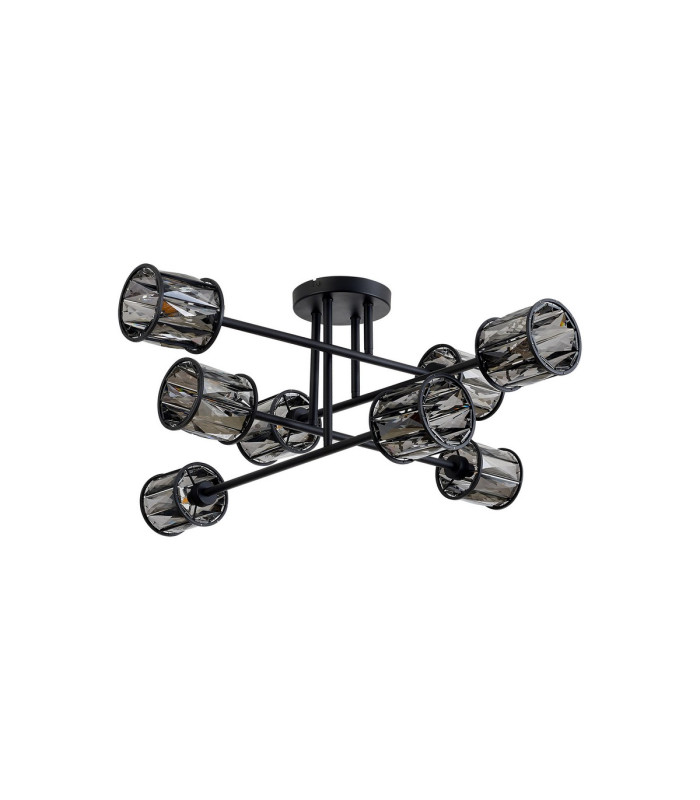 Keene 85cm 8 Light G9 Crossed Arm Semi Flush Sand Black / Smoked Crystal Shade-6